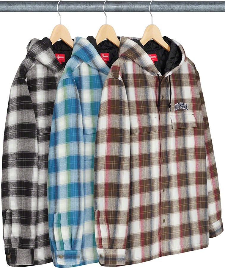 Quilted Hooded Plaid Shirt